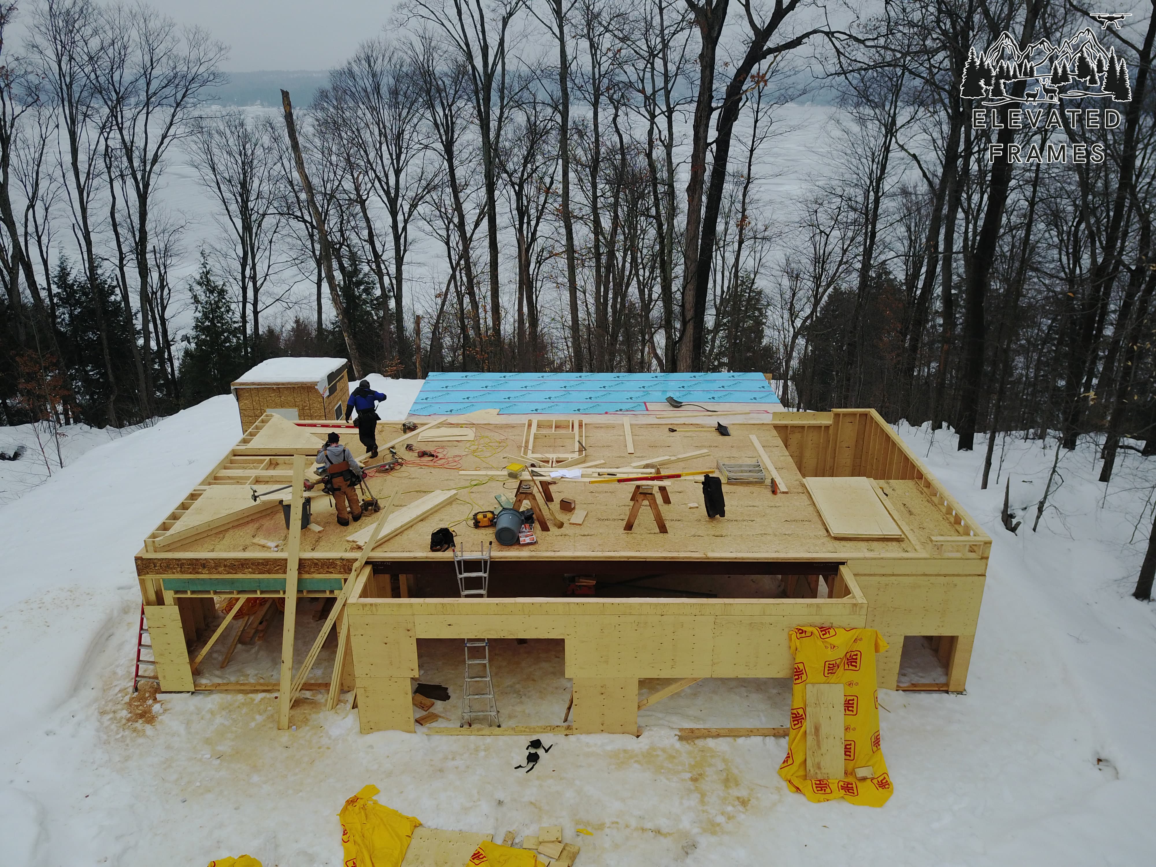 Wood framing work on a new garage