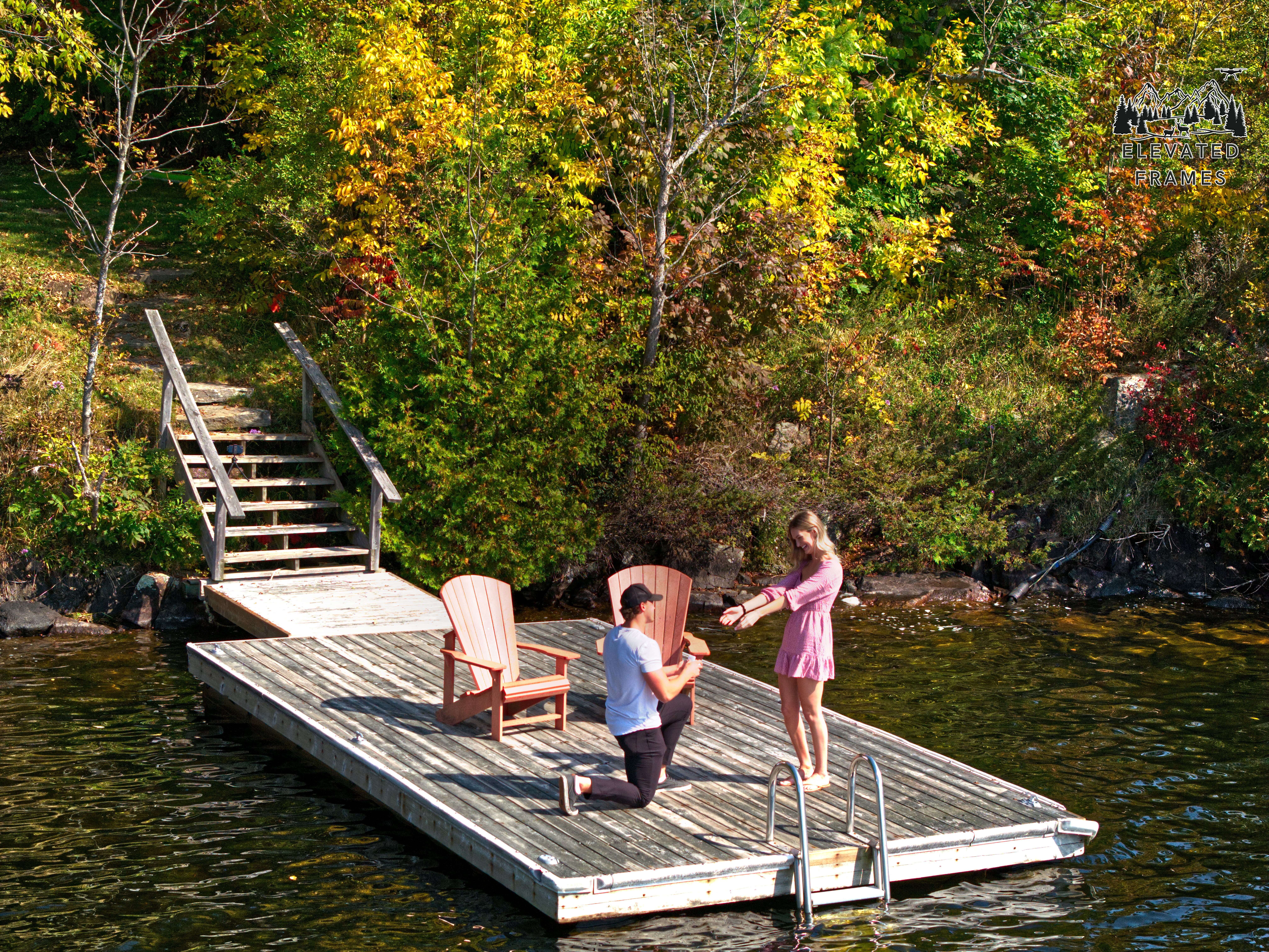 Romantic proposal on a private dock at Lake Rosseau