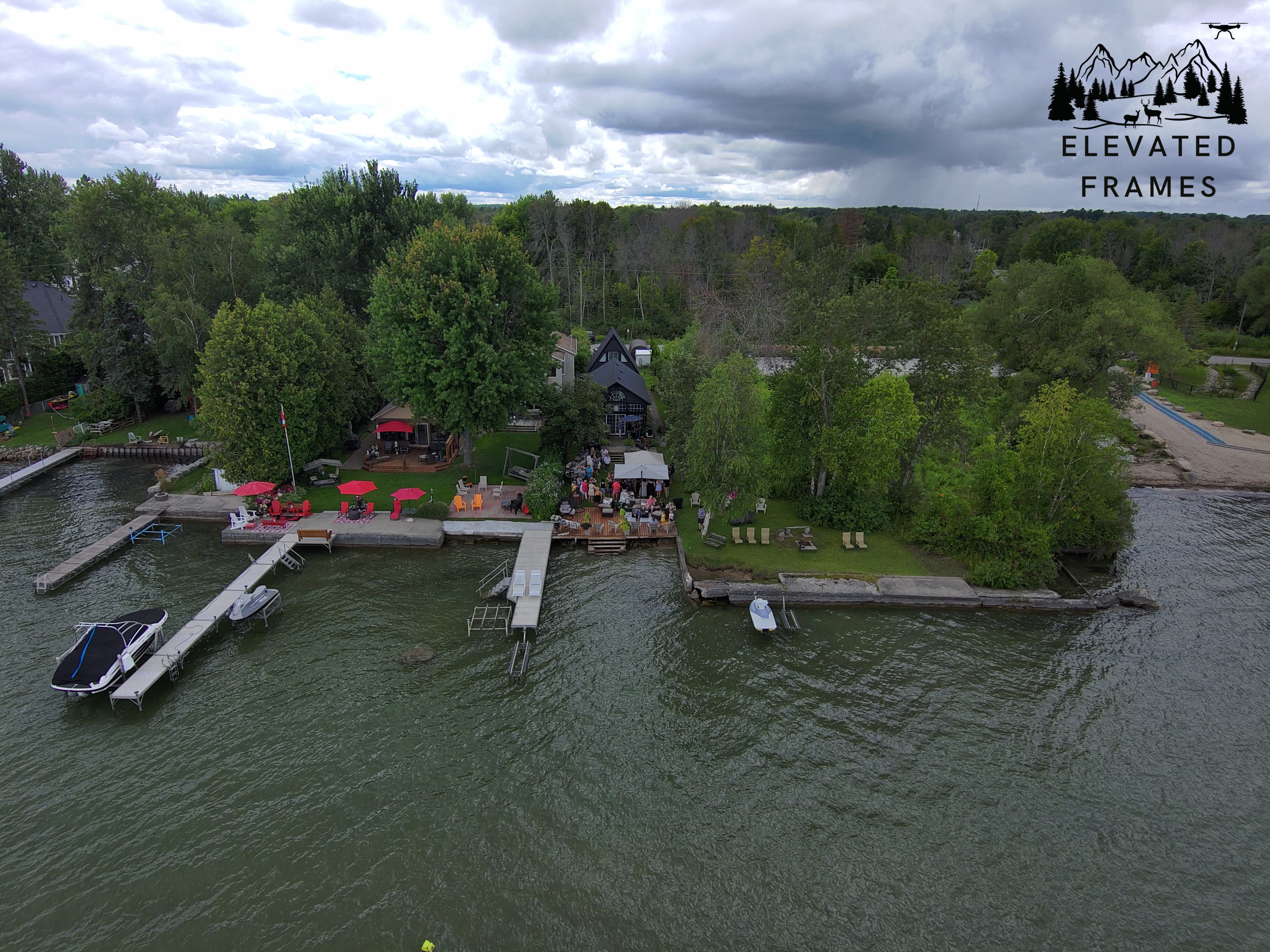 Lake Simcoe shoreline and properties from above