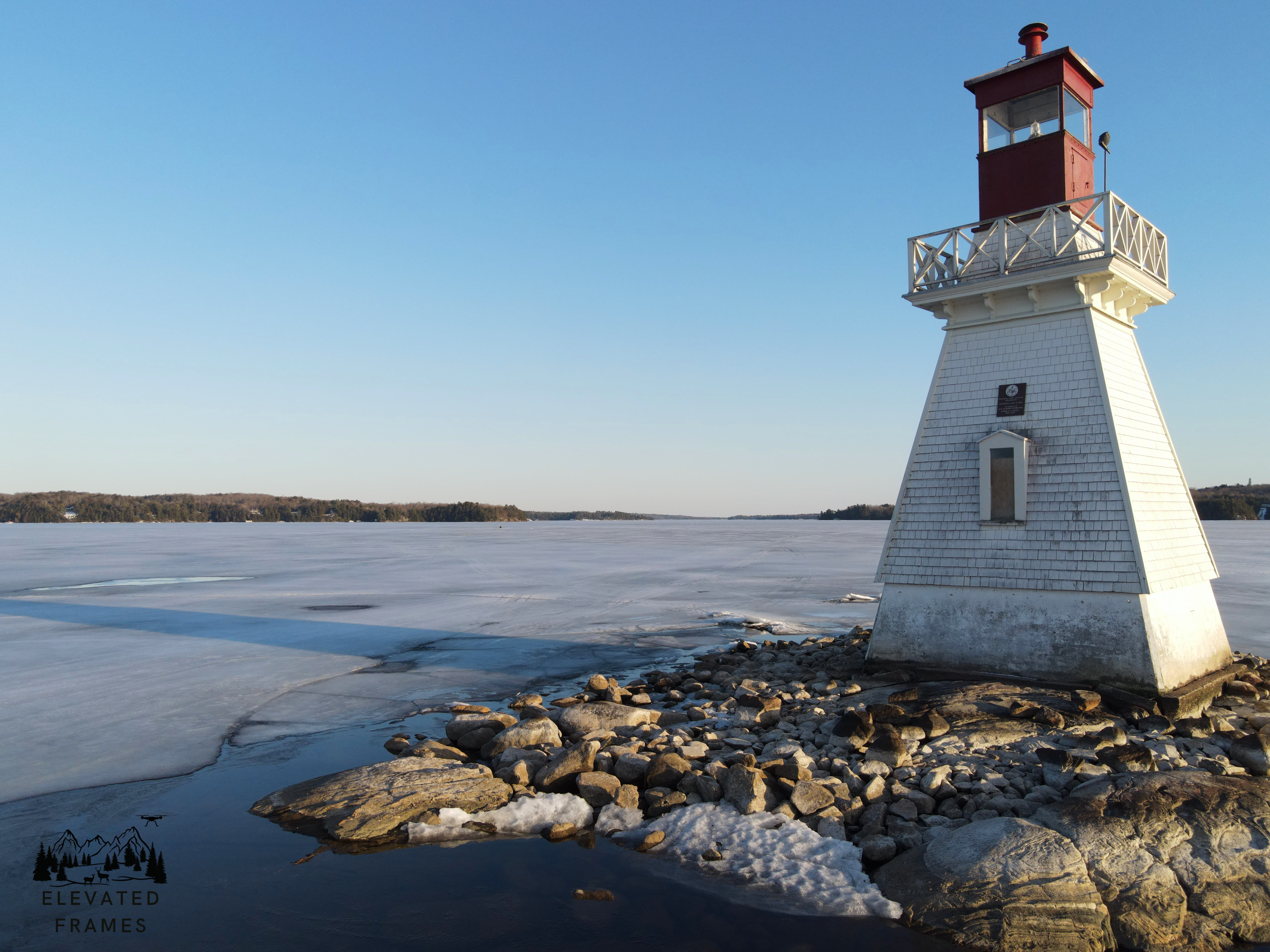 Winter lighthouse along the Georgian Bay coast